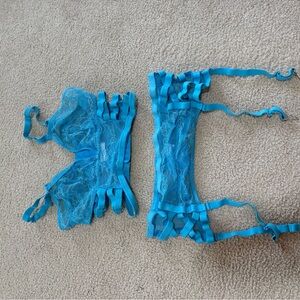 Honey Birdette Turquoise Lace Kids Costume Top & Garter Set